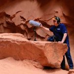 Michael McDonough recording in a cave