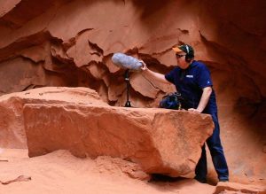 Michael McDonough recording in a cave
