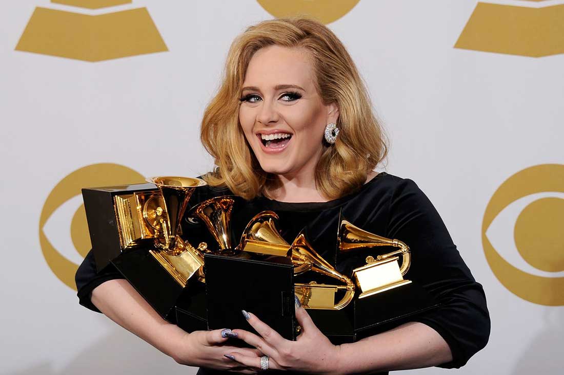 Sony Music recording artist Adele took home five trophies and delivered some of the evening's most compelling performances. (Photo courtesy CBS)