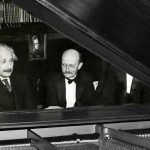 Albert Einstein and Max Planck at the piano