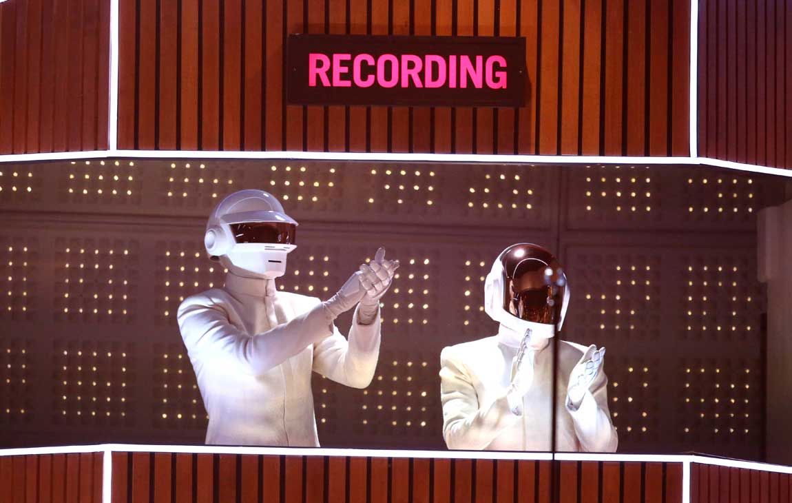 Daft Punk performs at the 56th Grammy Awards in 2014