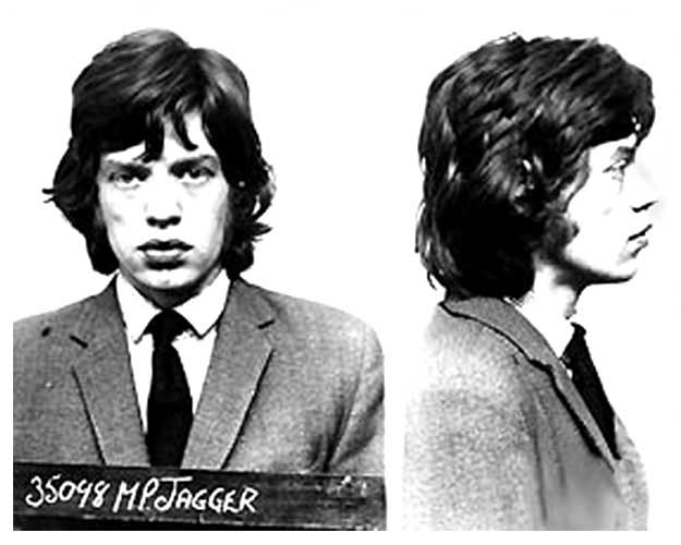 Mick Jagger mug shot.