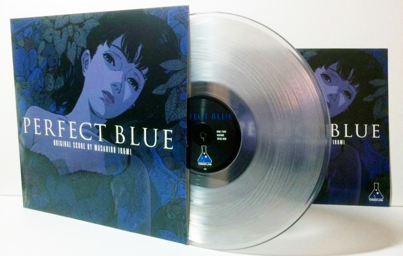 LP record sleeve with blue-violet anime girl and clear vinyl LP