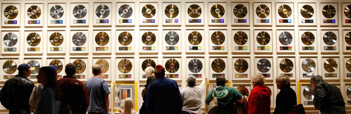 Photo of Country Music Hall of Fame wall of records by John Russell