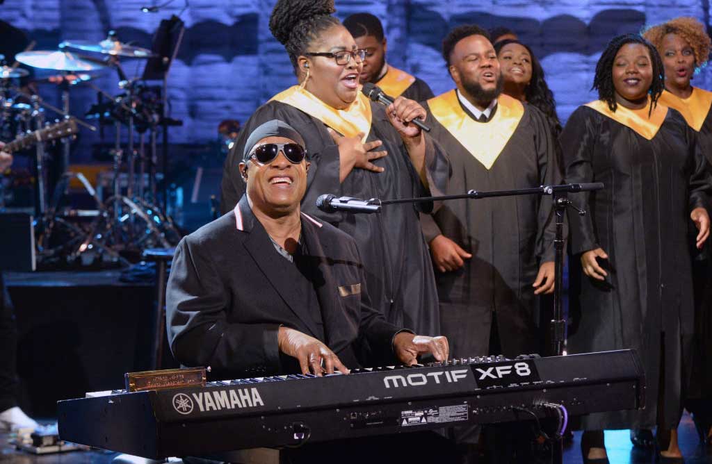 Stevie Wonder performs during the "Hand in Hand: A Benefit for Hurricane Relief" special