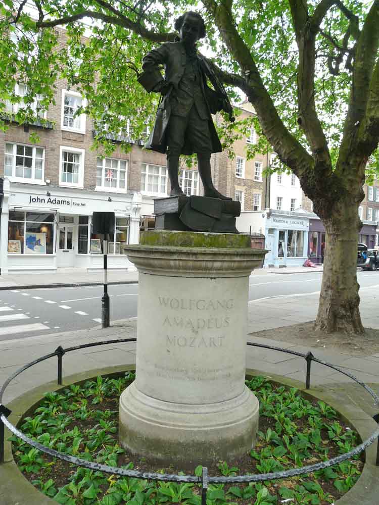 Bronze of Young Mozart in Orange Square