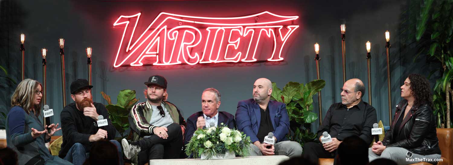 Shirley Halperin moderates a panel at the Variety Music for Screens Summit