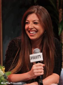 Pinar Toprak smiles from the stage of the Variety Music for Screens Summit.